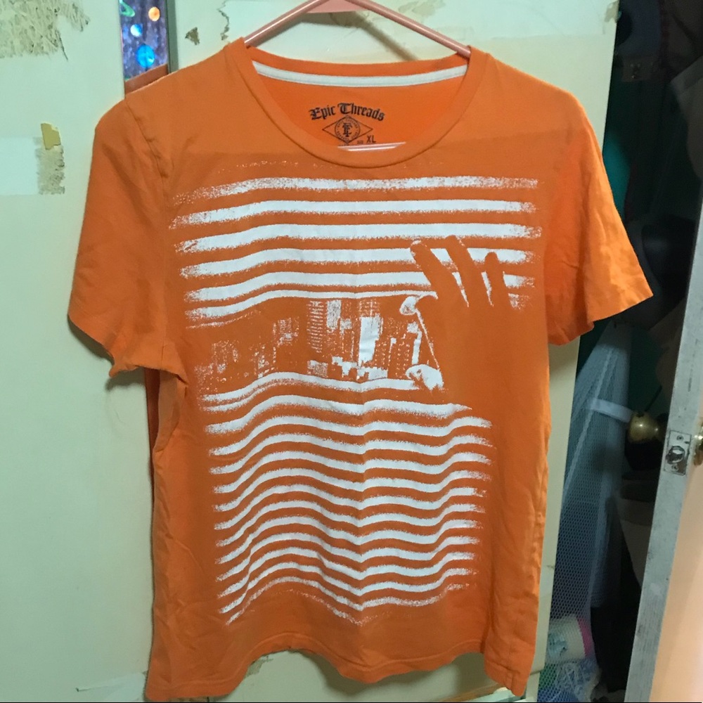 Boys orange and white graphic tee